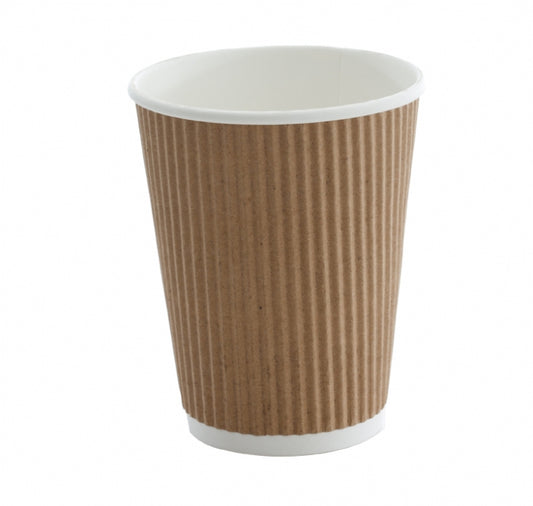 12oz Kraft Triple Walled Ripple Coffee Cup - 500 Pack